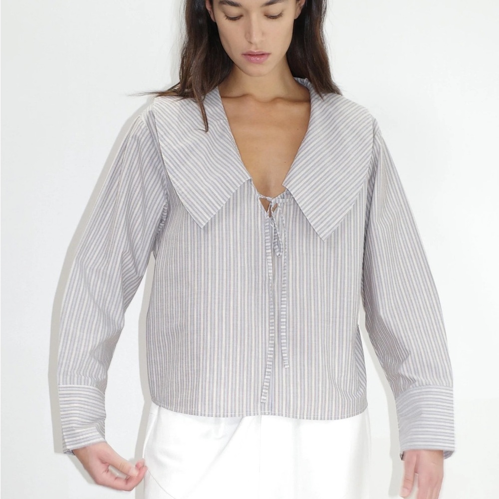 Deiji studios collared tie shirt - seas stripe